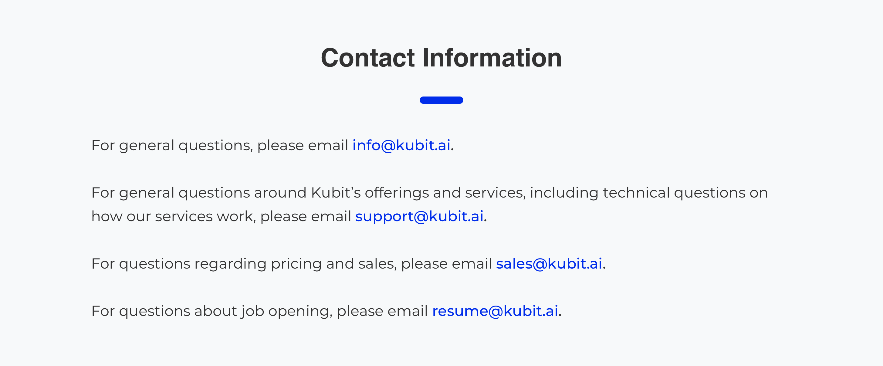 Kubit Contact Information